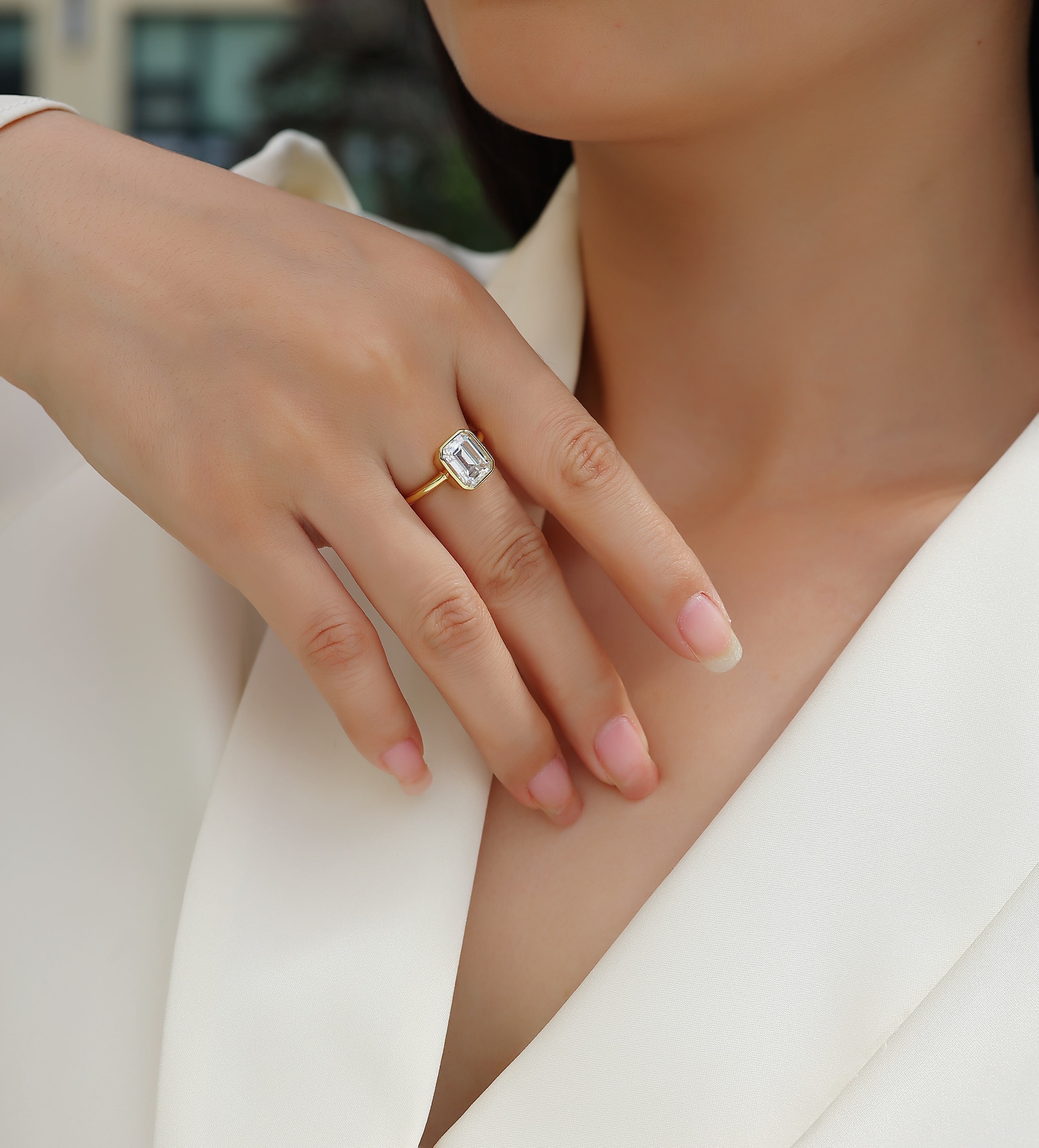 Pagoda Moissanite Diamond Ring – S925 Sterling Silver Gold-Plated Luxury Jewelry for Women