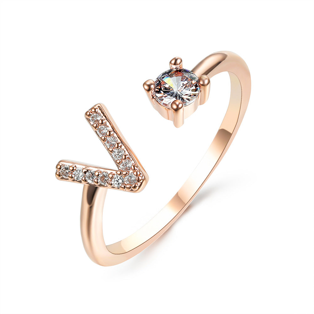 Adjustable 26 Initial Letter Ring – Simple & Elegant Fashion Jewelry for Women