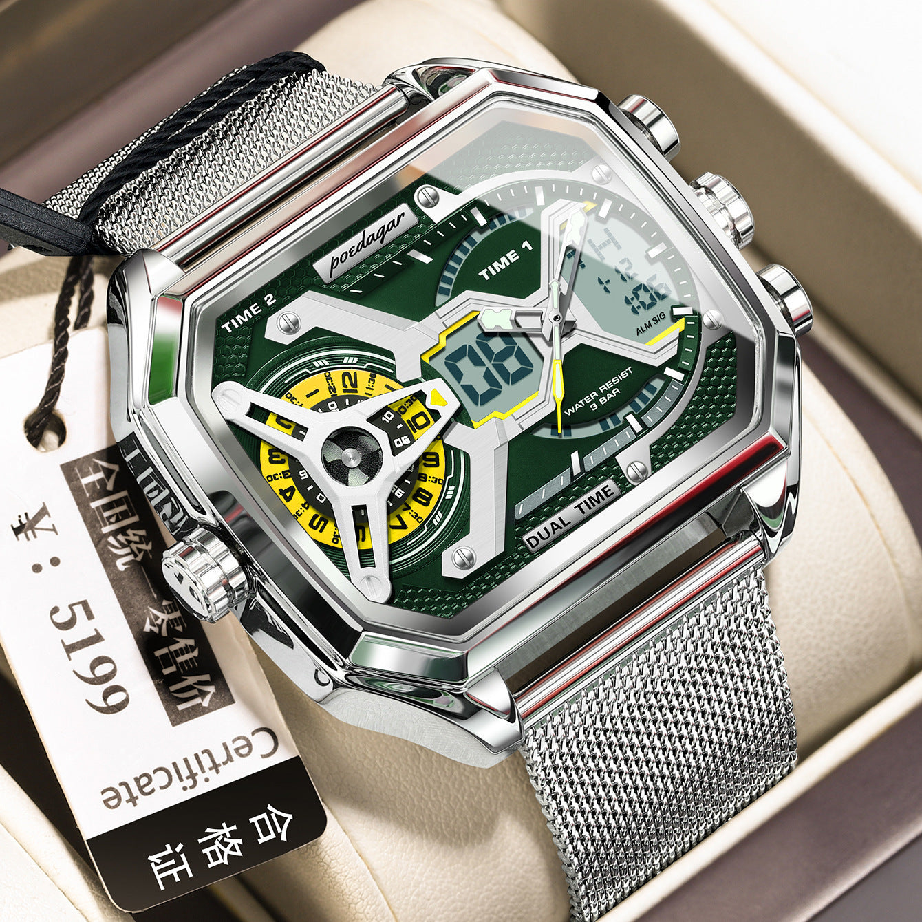 Multifunctional Waterproof Luminous Men’s Watch – Sporty Digital Timepiece
