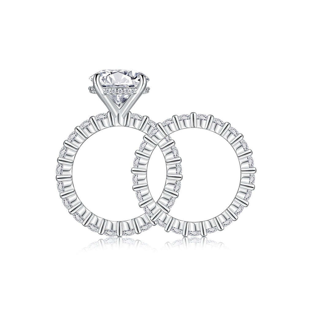 Time Vow Moissanite Diamond Ring Set – 5-Carat S925 Sterling Silver Platinum-Plated Jewelry for Couples
