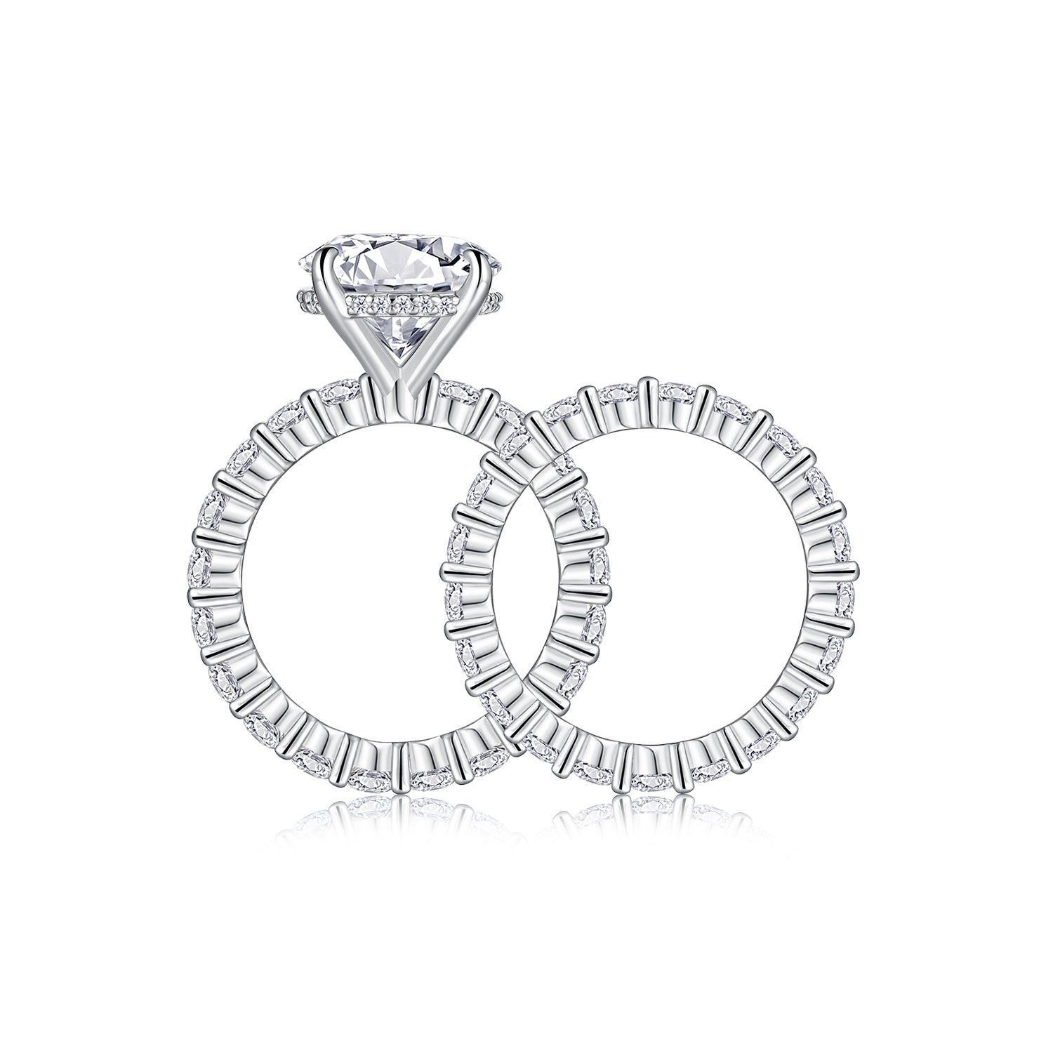 Time Vow Moissanite Diamond Ring Set – 5-Carat S925 Sterling Silver Platinum-Plated Jewelry for Couples