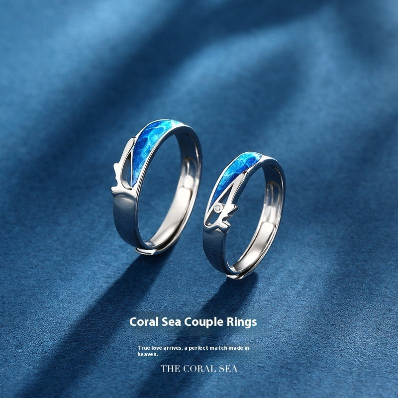 Ferris Wheel Coral Sea Ring – S925 Silver Adjustable Geometric Ring