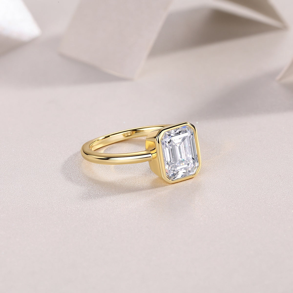 Pagoda Moissanite Diamond Ring – S925 Sterling Silver Gold-Plated Luxury Jewelry for Women