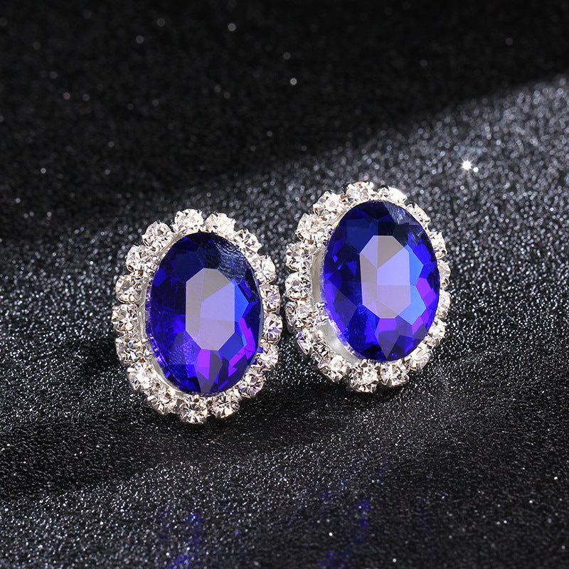 Luxury Oval Rhinestone Crystal Earrings – Elegant Shiny High-Grade Women’s Jewelry