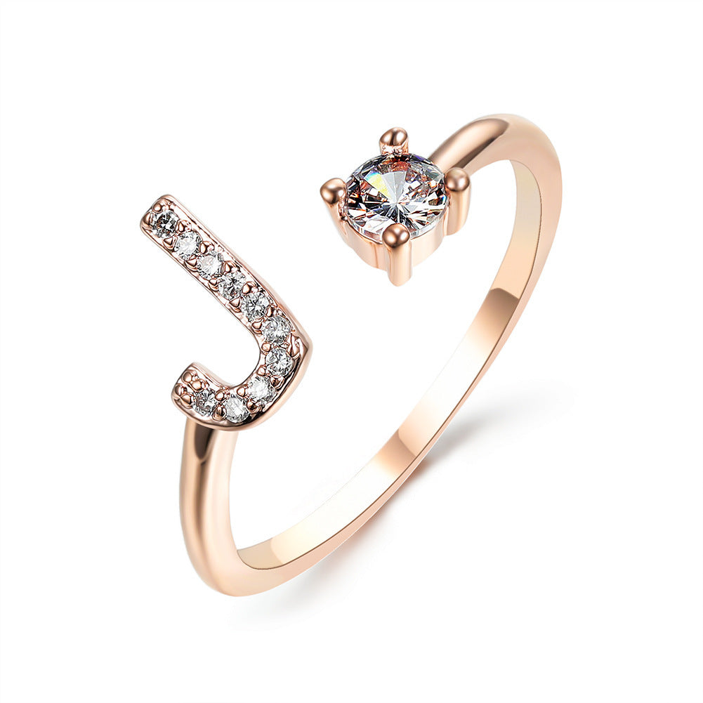 Adjustable 26 Initial Letter Ring – Simple & Elegant Fashion Jewelry for Women
