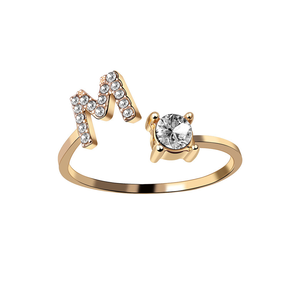Adjustable 26 Initial Letter Ring – Simple & Elegant Fashion Jewelry for Women