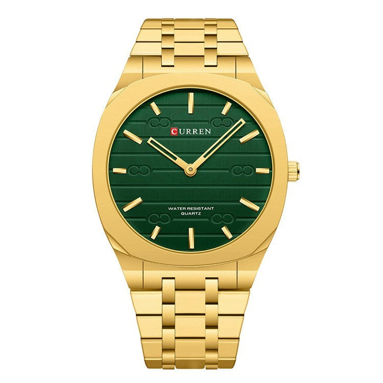 Steel Watch with Simple Calendar – Large Dial Ultra-Thin Minimalist Timepiece