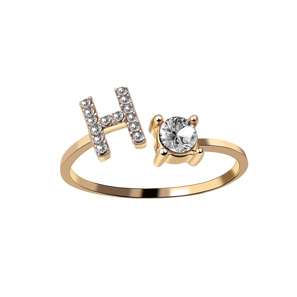 Adjustable 26 Initial Letter Ring – Simple & Elegant Fashion Jewelry for Women