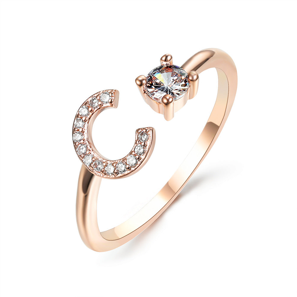 Adjustable 26 Initial Letter Ring – Simple & Elegant Fashion Jewelry for Women