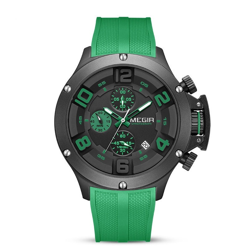 Megir Men’s Multi-Function Chronograph Sports Quartz Watch with Silicone Band