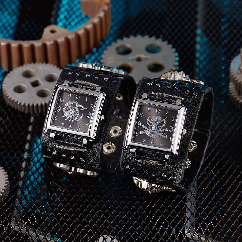 Factory Punk Scorpion Ghost Head Watch – Bold Bracelet Belt Design for Men