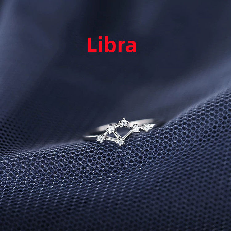 Zodiac Sign Ring – Adjustable S925 Sterling Silver Astrology Jewelry for Women & Men