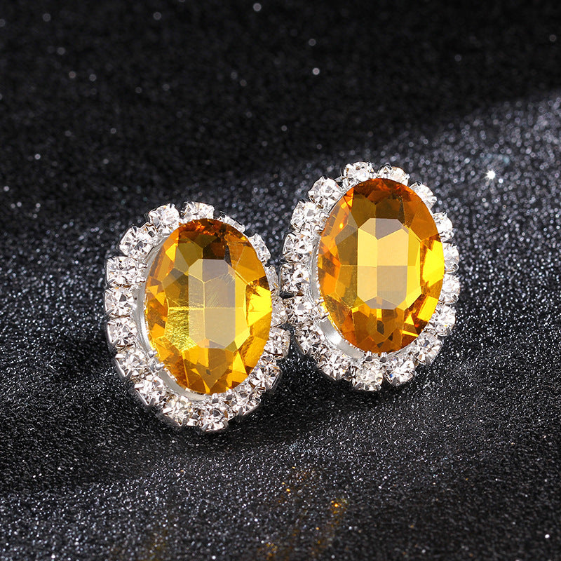 Luxury Oval Rhinestone Crystal Earrings – Elegant Shiny High-Grade Women’s Jewelry