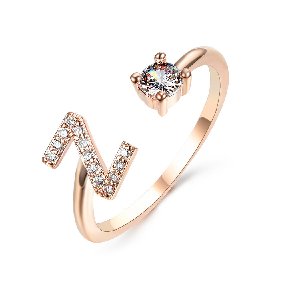 Adjustable 26 Initial Letter Ring – Simple & Elegant Fashion Jewelry for Women