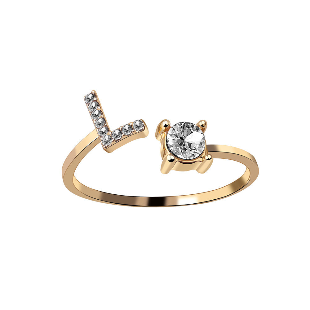 Adjustable 26 Initial Letter Ring – Simple & Elegant Fashion Jewelry for Women