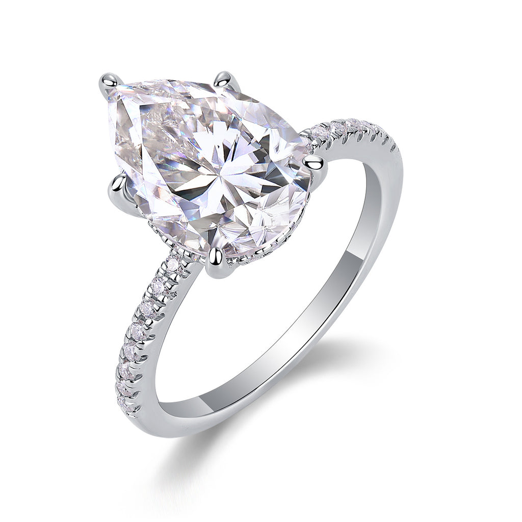 Light & Shadow Moissanite Diamond Ring – S925 Sterling Silver Platinum Jewelry for Women