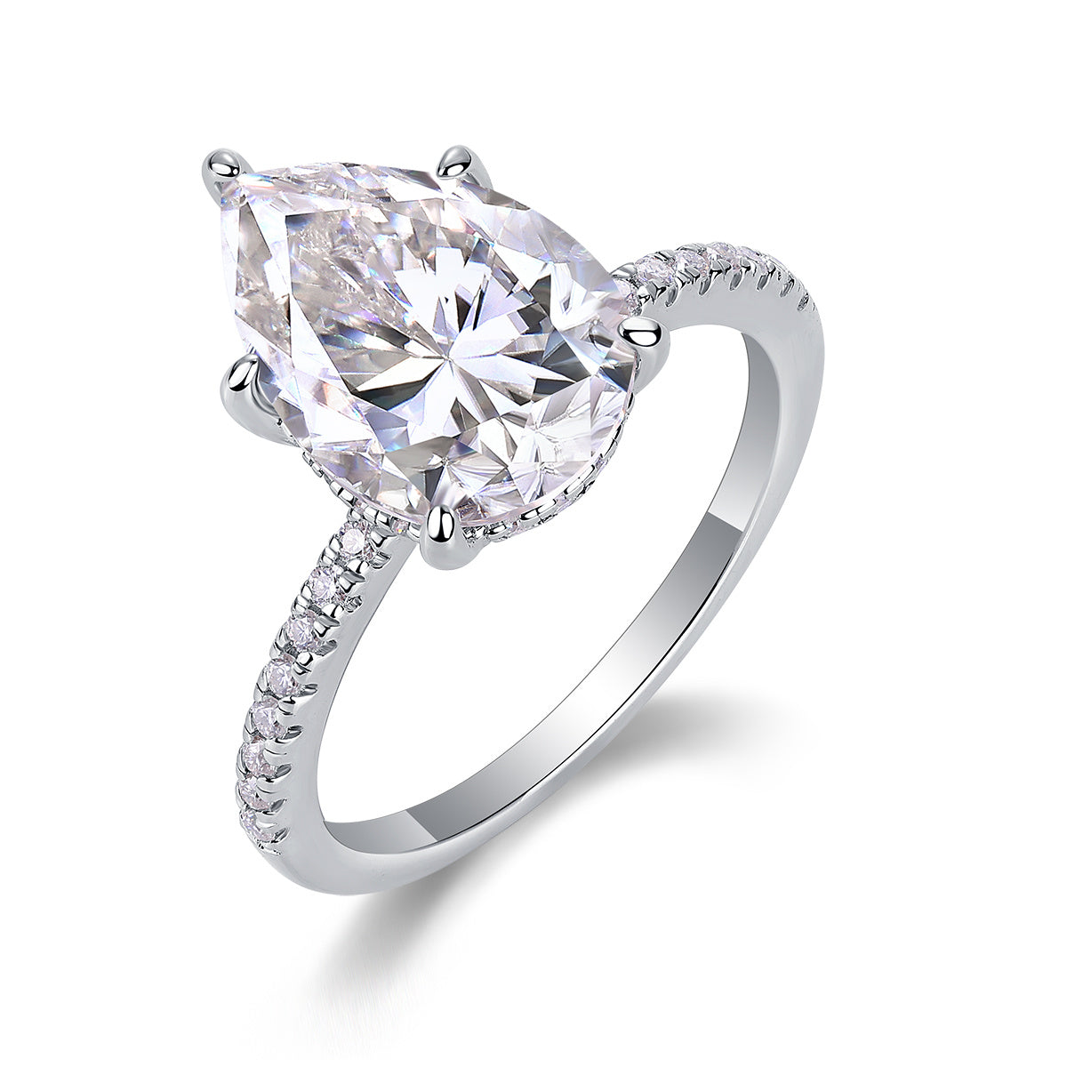 Light & Shadow Moissanite Diamond Ring – S925 Sterling Silver Platinum Jewelry for Women