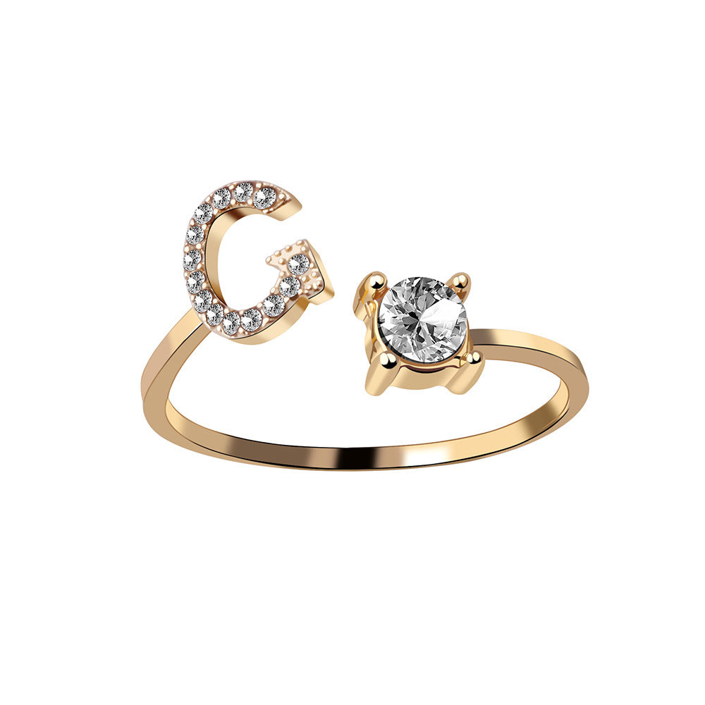 Adjustable 26 Initial Letter Ring – Simple & Elegant Fashion Jewelry for Women
