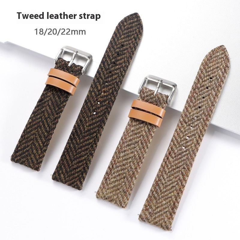 Tweed Vintage Leather Watch Strap – Classic Replacement Belt for Men’s Watches