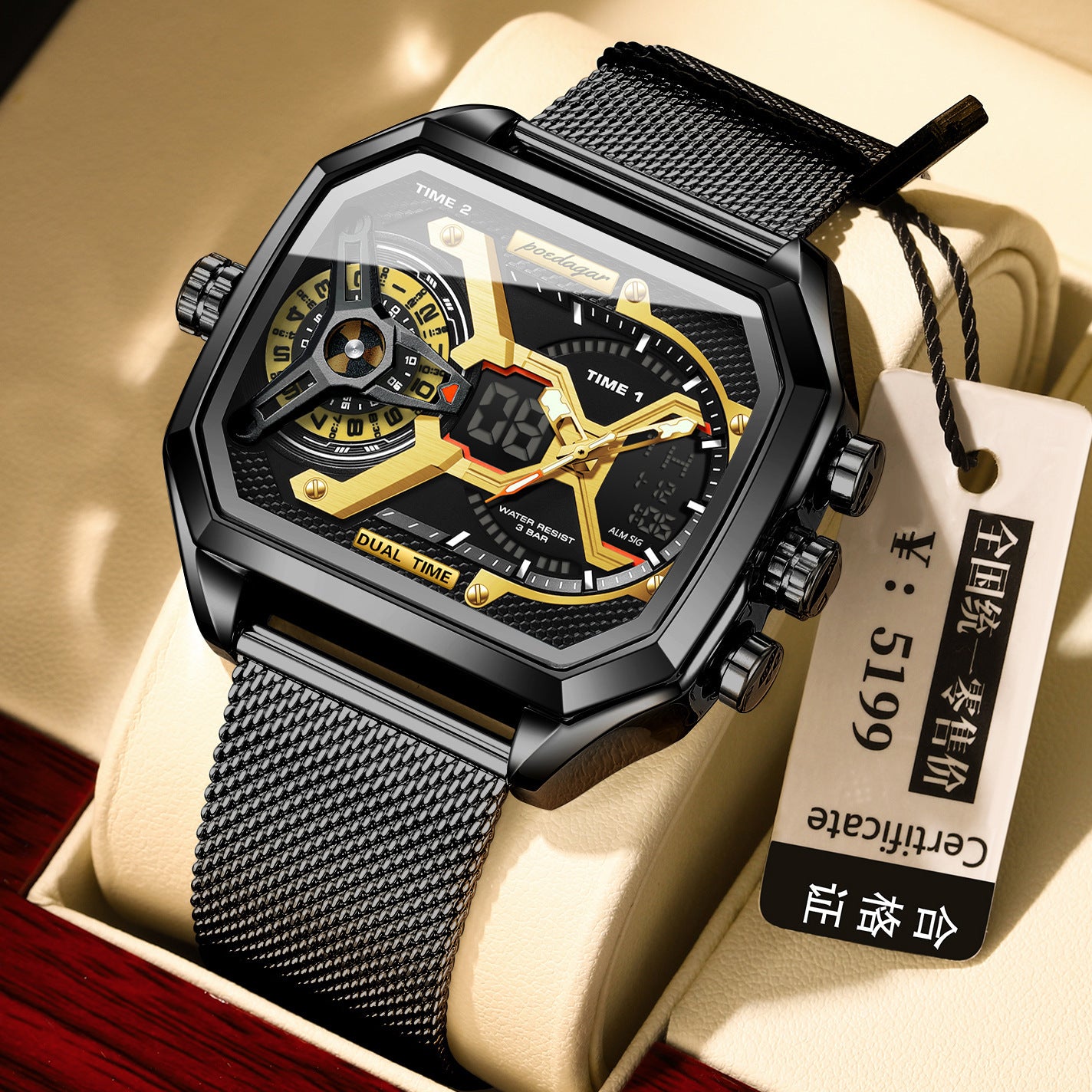 Multifunctional Waterproof Luminous Men’s Watch – Sporty Digital Timepiece