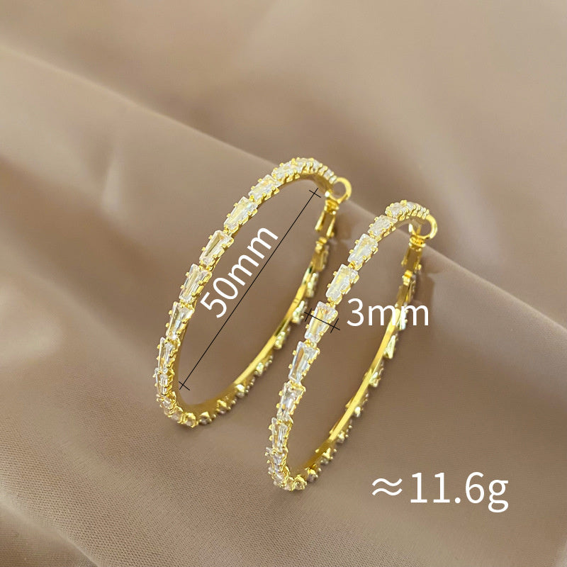 Luxury Diamond-Encrusted Big Circle Earrings – Shiny Advanced Design for Women