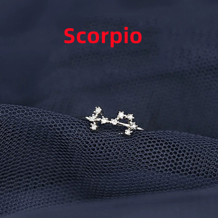 Zodiac Sign Ring – Adjustable S925 Sterling Silver Astrology Jewelry for Women & Men