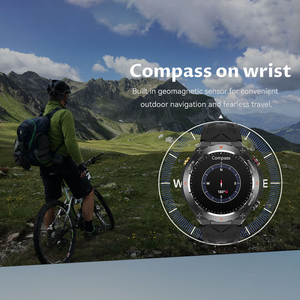 SENBONO 1.45" HD GPS Smart Watch for Men – Built-in GPS, Altimeter, Barometer, Compass, AI Voice Assistant, Fitness Tracker for Android & iPhone