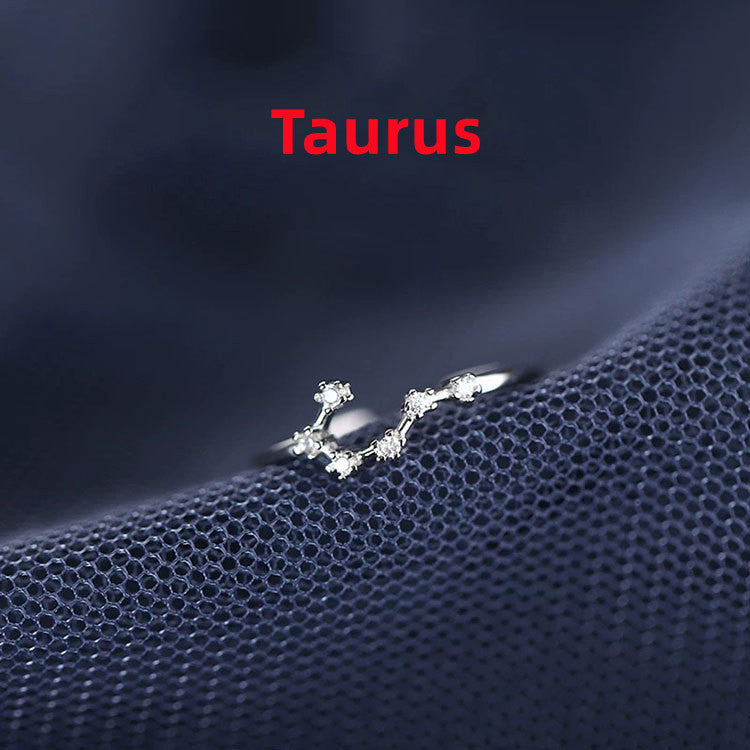 Zodiac Sign Ring – Adjustable S925 Sterling Silver Astrology Jewelry for Women & Men