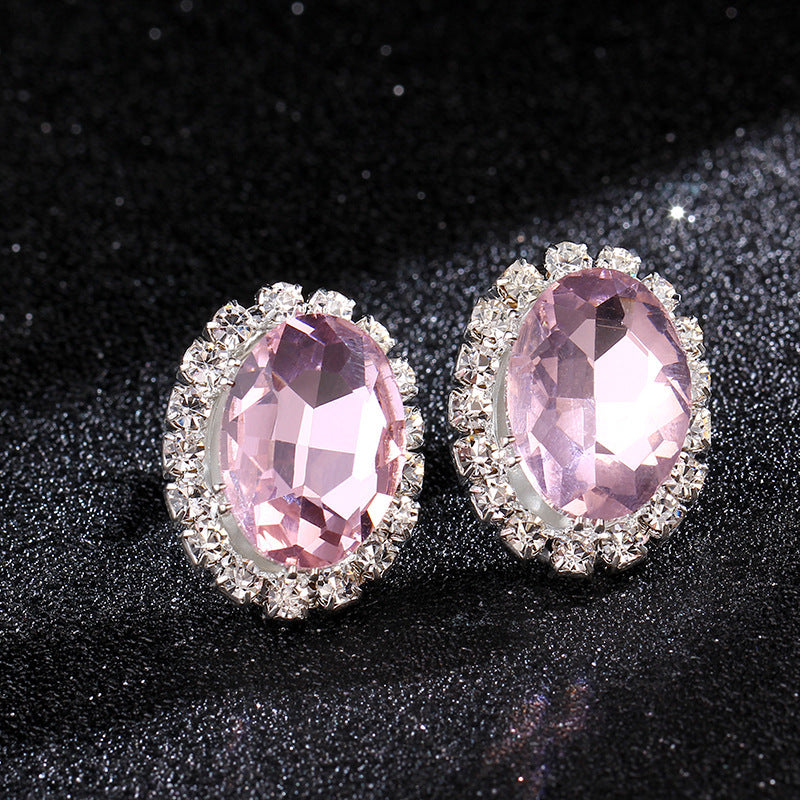Luxury Oval Rhinestone Crystal Earrings – Elegant Shiny High-Grade Women’s Jewelry
