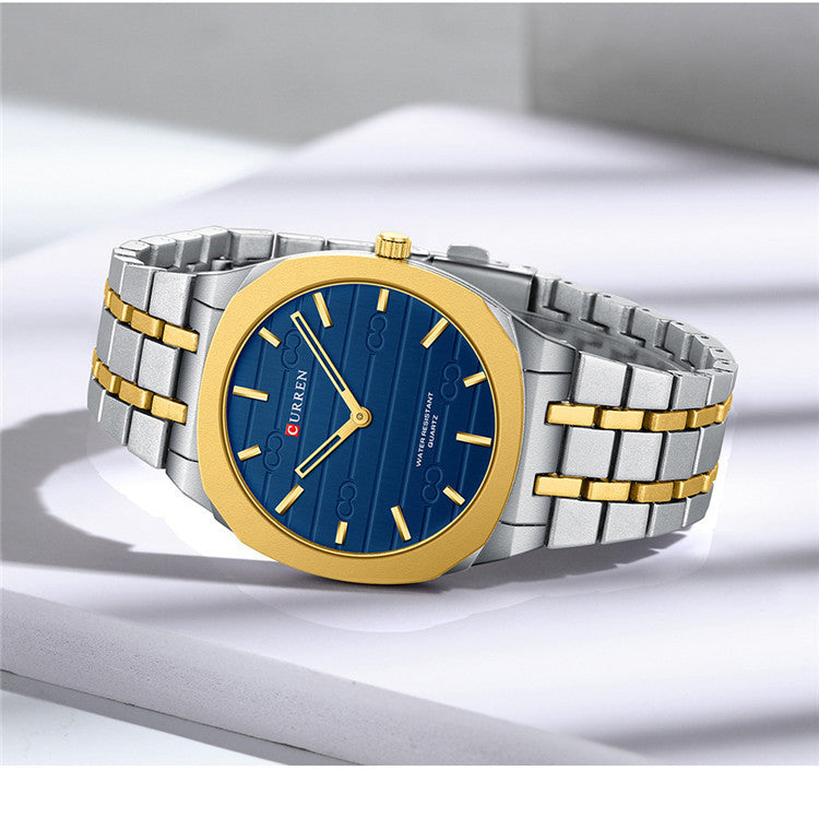 Steel Watch with Simple Calendar – Large Dial Ultra-Thin Minimalist Timepiece