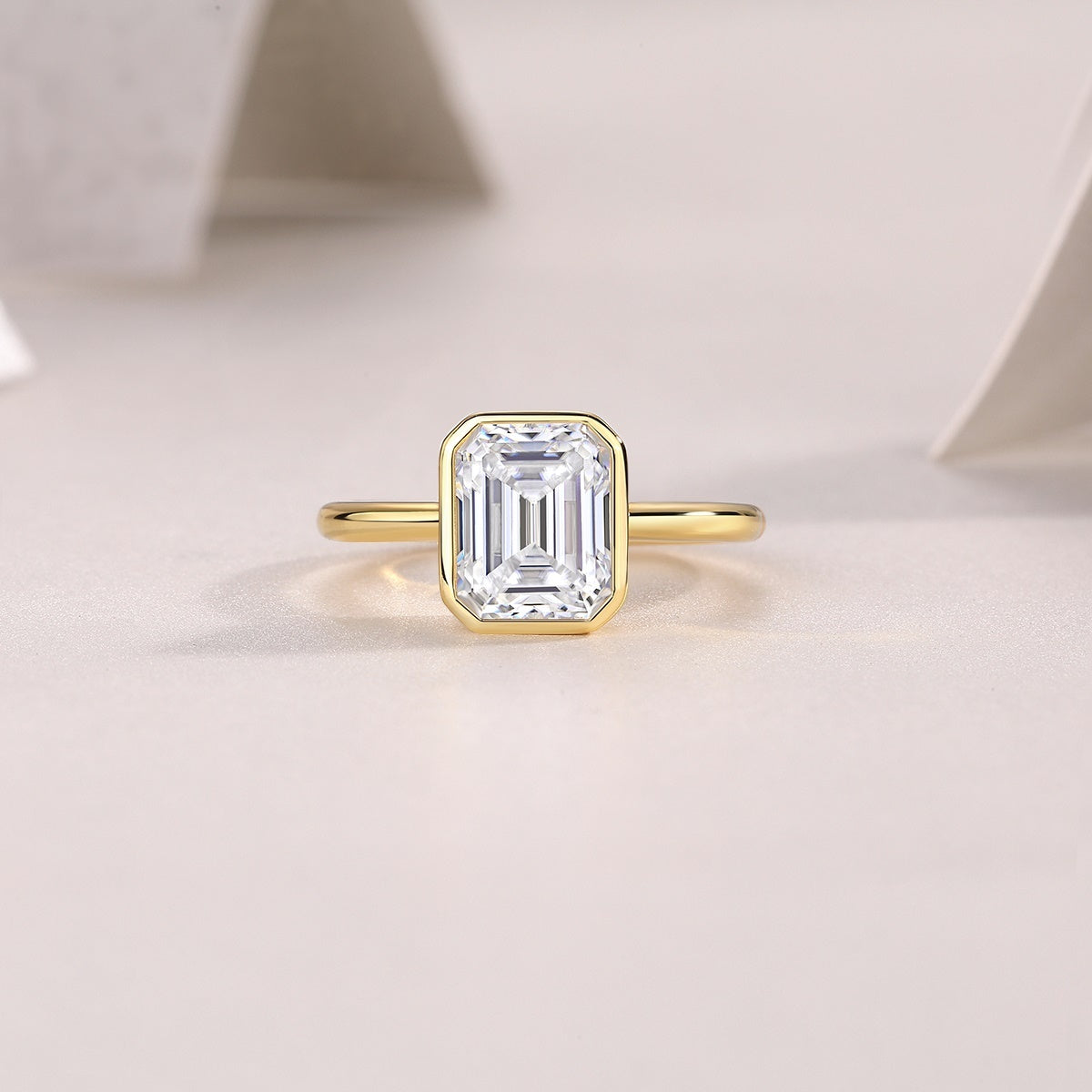 Pagoda Moissanite Diamond Ring – S925 Sterling Silver Gold-Plated Luxury Jewelry for Women